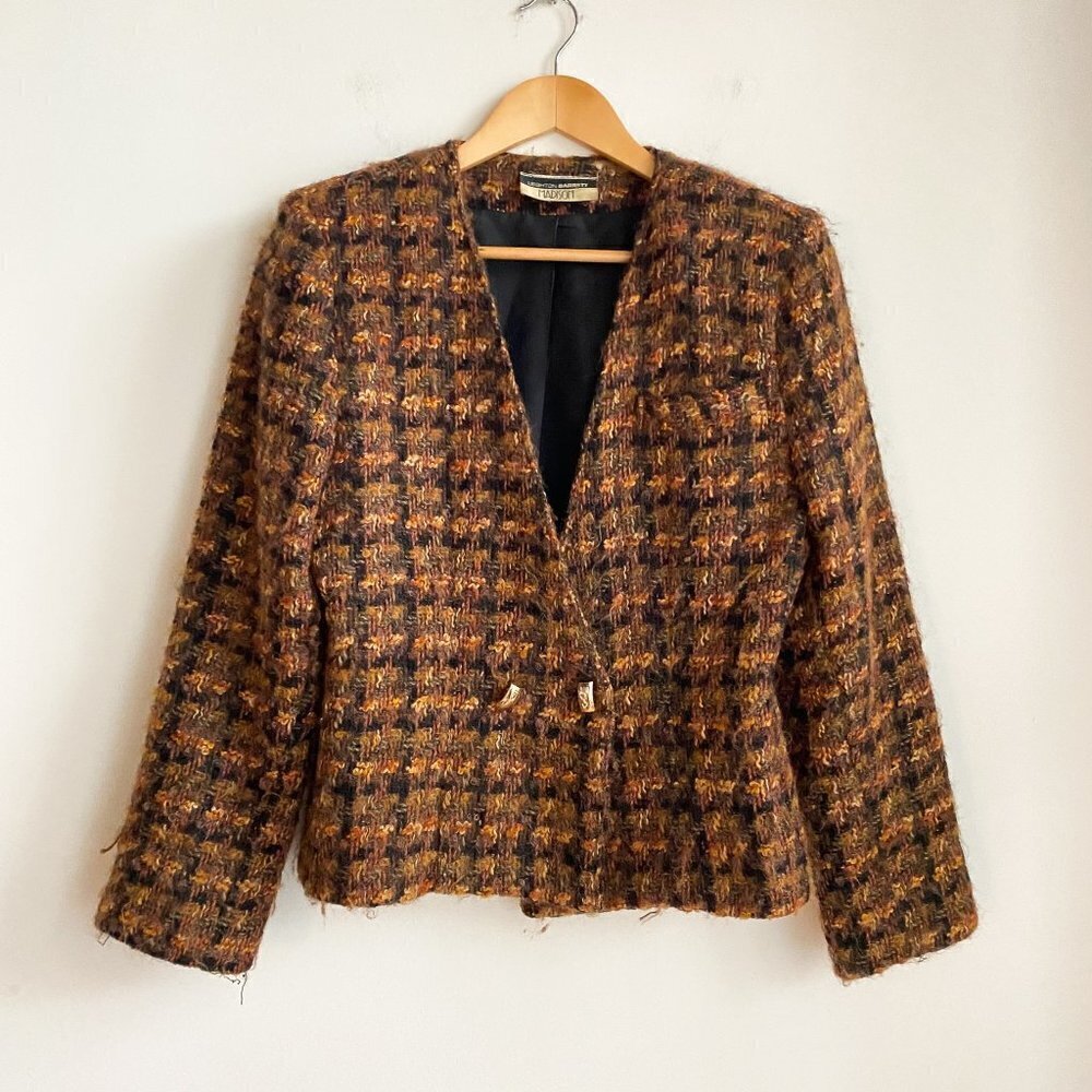 Vintage Leighton Barrett Madison wool Tweed Textured Cropped Blazer S
